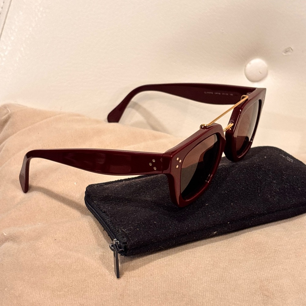 CELINE CL40024U Red & Gold Sunglasses W/ Case & Dustbag - Picture 4 of 9